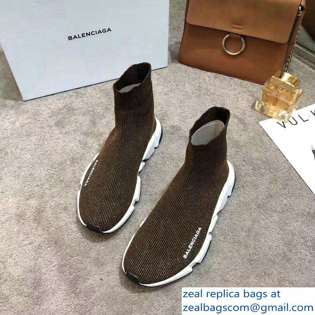 Balenciaga Knit Sock Speed Trainers Sneakers Line Coffee 2019