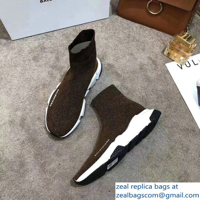 Balenciaga Knit Sock Speed Trainers Sneakers Line Coffee 2019