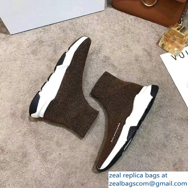 Balenciaga Knit Sock Speed Trainers Sneakers Line Coffee 2019