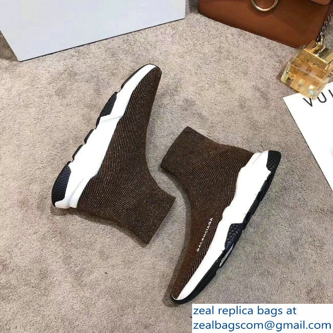 Balenciaga Knit Sock Speed Trainers Sneakers Line Coffee 2019 - Click Image to Close