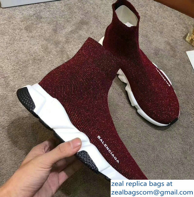 Balenciaga Knit Sock Speed Trainers Sneakers Line Date Red 2019 - Click Image to Close