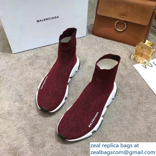Balenciaga Knit Sock Speed Trainers Sneakers Line Date Red 2019 - Click Image to Close