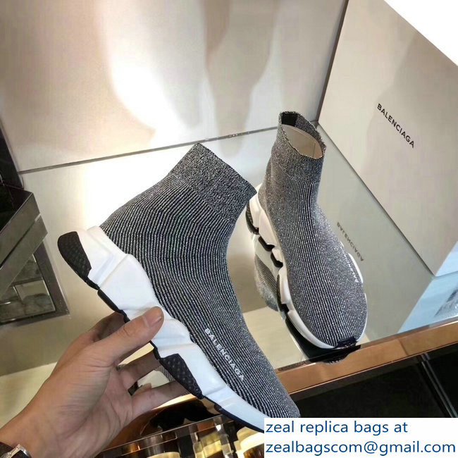 Balenciaga Knit Sock Speed Trainers Sneakers Line Gray 2019 - Click Image to Close