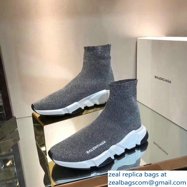 Balenciaga Knit Sock Speed Trainers Sneakers Line Gray 2019 - Click Image to Close