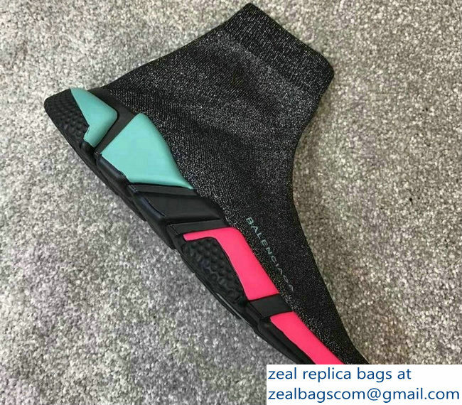 Balenciaga Knit Sock Speed Trainers Sneakers Multicolor/Silver Gray 2019 - Click Image to Close