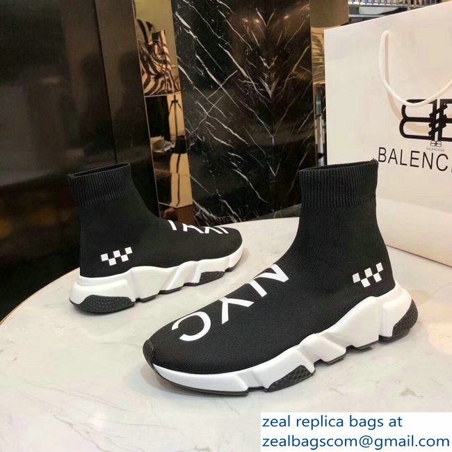 Balenciaga Knit Sock Speed Trainers Sneakers NYC Taxi Black 2019