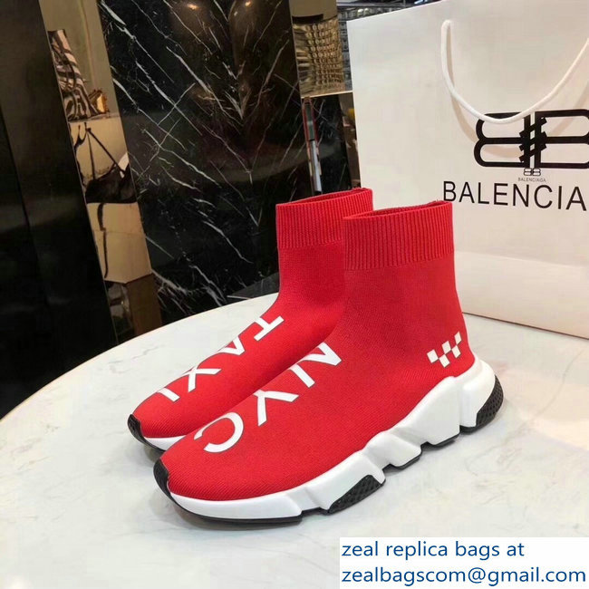 Balenciaga Knit Sock Speed Trainers Sneakers NYC Taxi Red 2019