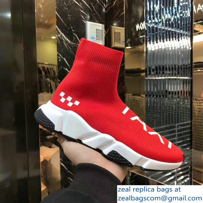 Balenciaga Knit Sock Speed Trainers Sneakers NYC Taxi Red 2019 - Click Image to Close