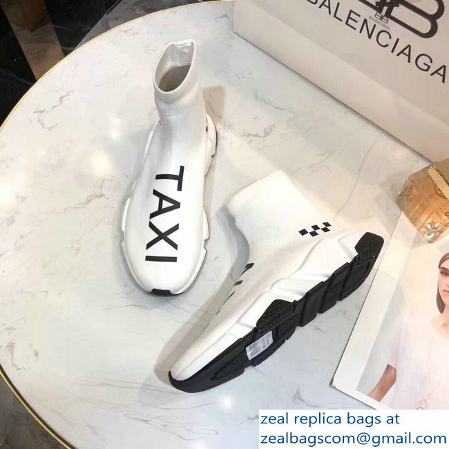 Balenciaga Knit Sock Speed Trainers Sneakers NYC Taxi White 2019 - Click Image to Close