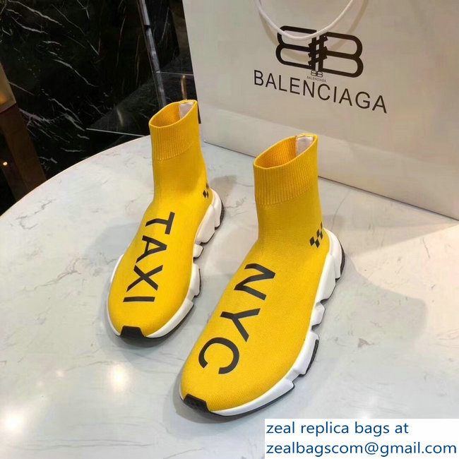 Balenciaga Knit Sock Speed Trainers Sneakers NYC Taxi Yellow 2019