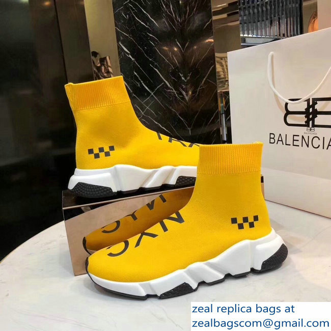 Balenciaga Knit Sock Speed Trainers Sneakers NYC Taxi Yellow 2019