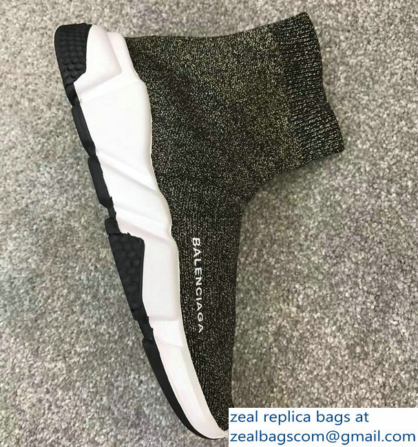 Balenciaga Knit Sock Speed Trainers Sneakers Silver Green 2019 - Click Image to Close