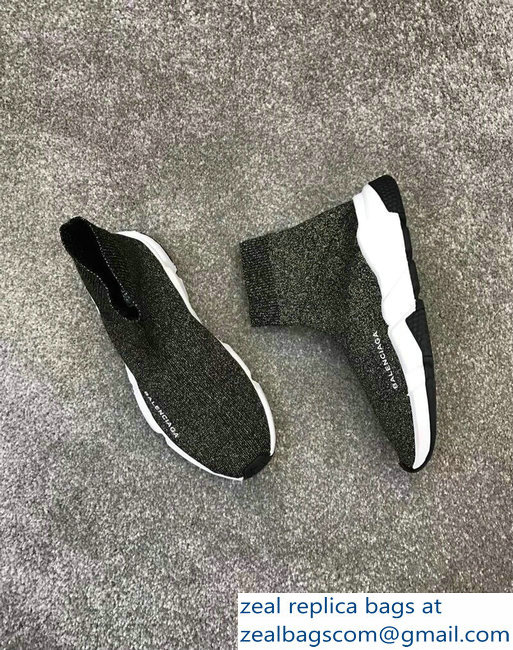 Balenciaga Knit Sock Speed Trainers Sneakers Silver Green 2019 - Click Image to Close