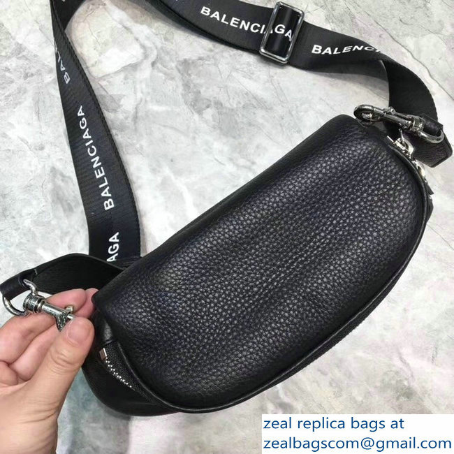 Balenciaga Logo Shoulder Bag Black with Canvas Strap 2019 - Click Image to Close