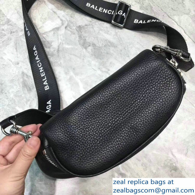 Balenciaga Logo Shoulder Bag Black with Canvas Strap 2019