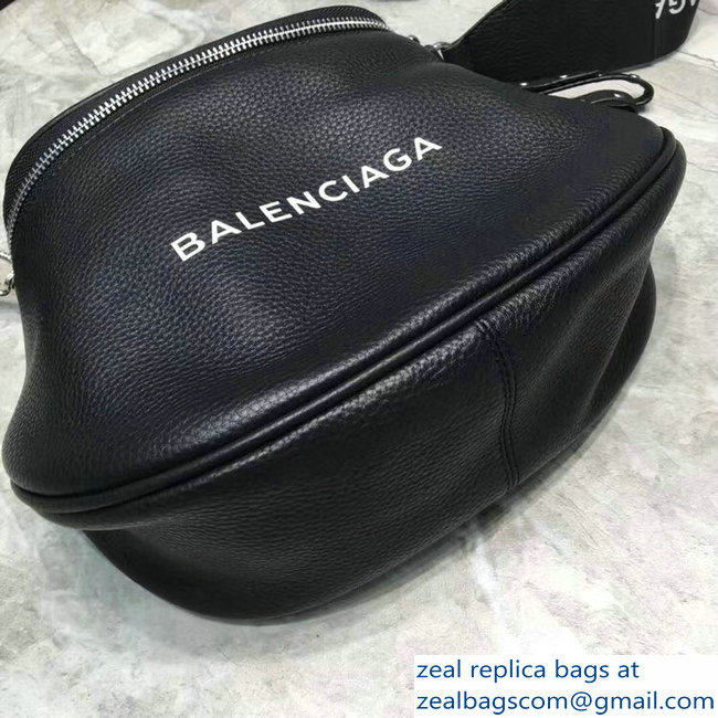 Balenciaga Logo Shoulder Bag Black with Canvas Strap 2019