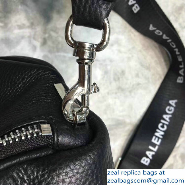 Balenciaga Logo Shoulder Bag Black with Canvas Strap 2019 - Click Image to Close