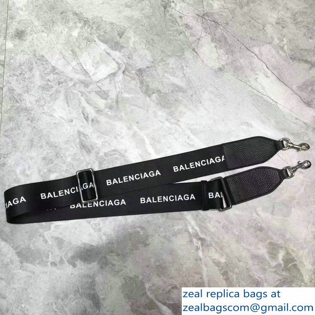 Balenciaga Logo Shoulder Bag Black with Canvas Strap 2019