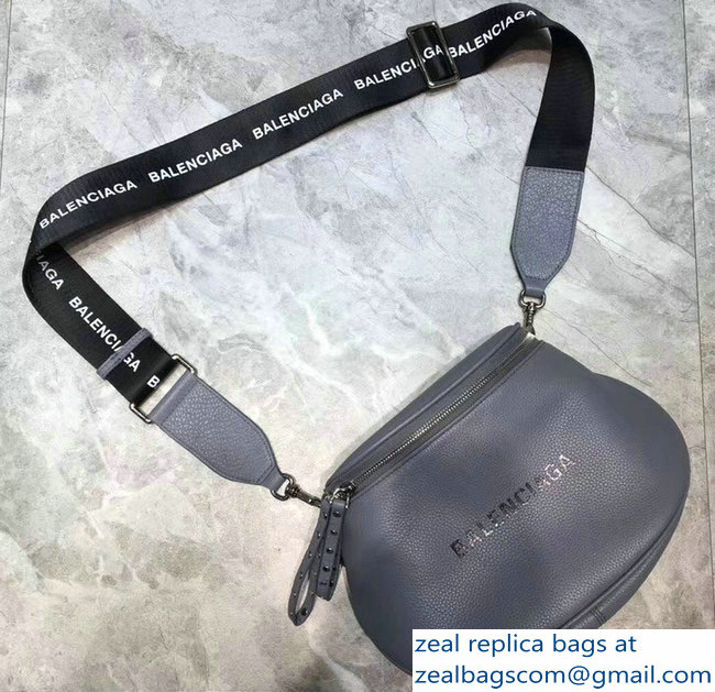 Balenciaga Logo Shoulder Bag Gray with Canvas Strap 2019