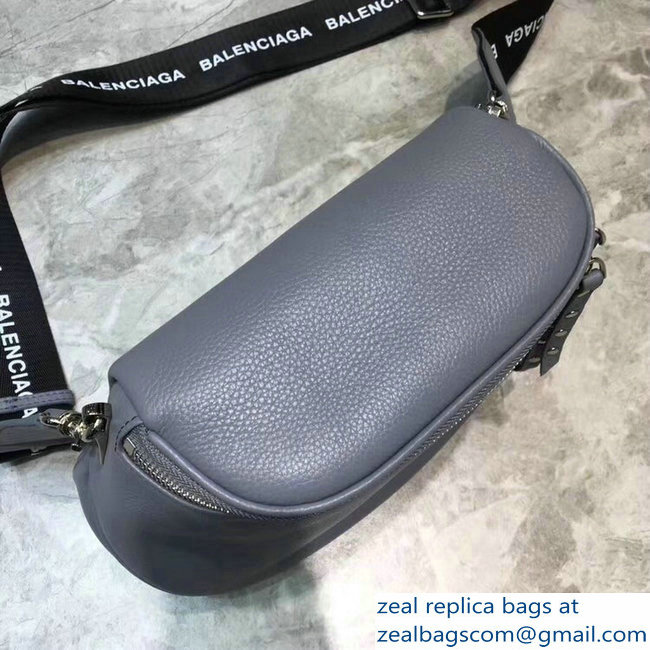 Balenciaga Logo Shoulder Bag Gray with Canvas Strap 2019