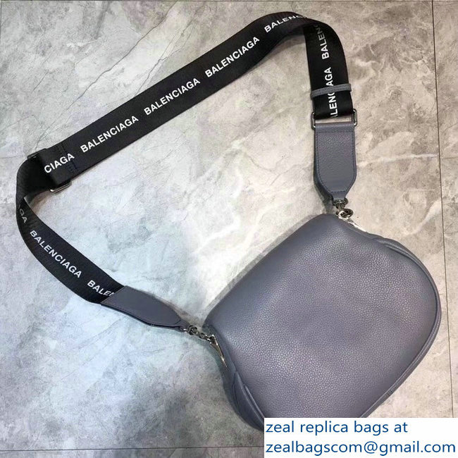 Balenciaga Logo Shoulder Bag Gray with Canvas Strap 2019