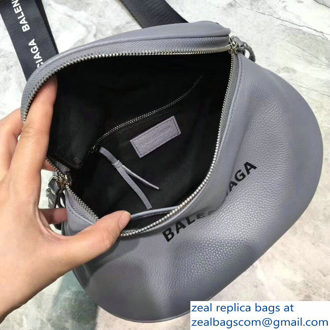 Balenciaga Logo Shoulder Bag Gray with Canvas Strap 2019