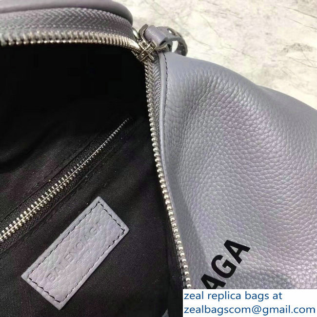 Balenciaga Logo Shoulder Bag Gray with Canvas Strap 2019