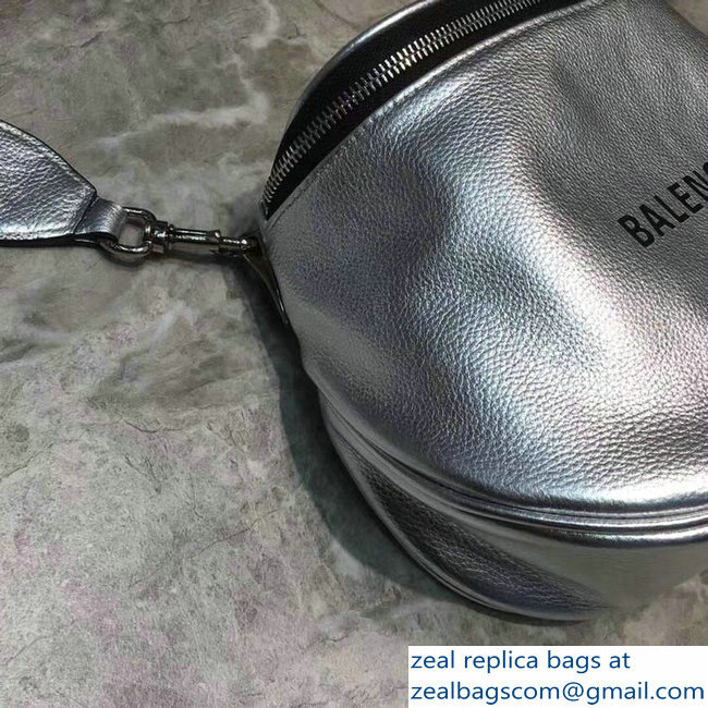 Balenciaga Logo Shoulder Bag Silver with Canvas Strap 2019 - Click Image to Close