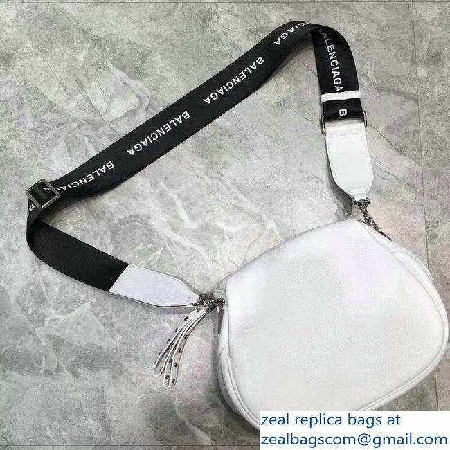 Balenciaga Logo Shoulder Bag White with Canvas Strap 2019