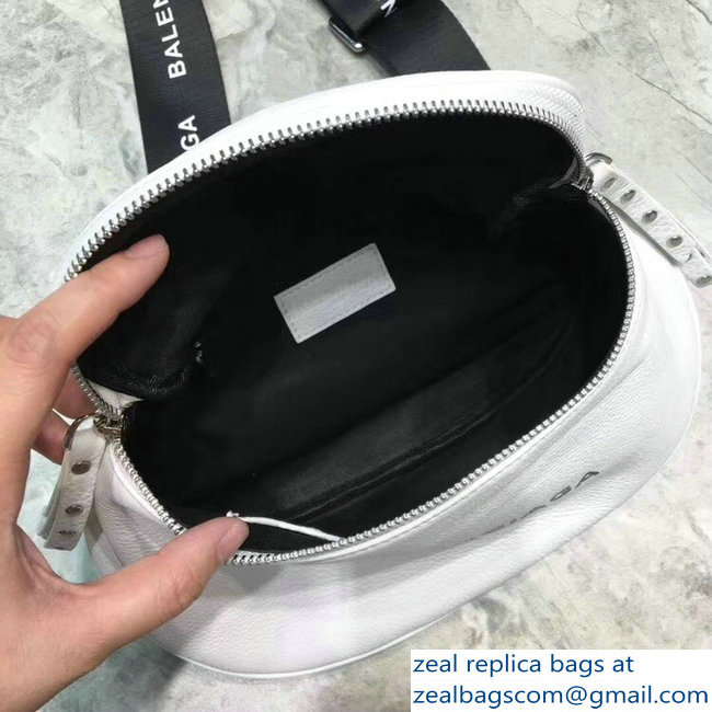 Balenciaga Logo Shoulder Bag White with Canvas Strap 2019 - Click Image to Close