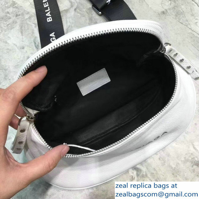 Balenciaga Logo Shoulder Bag White with Canvas Strap 2019