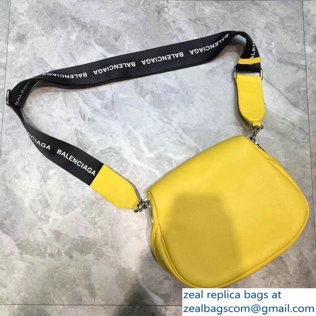 Balenciaga Logo Shoulder Bag Yellow with Canvas Strap 2019