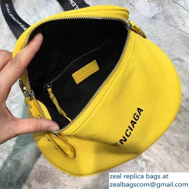 Balenciaga Logo Shoulder Bag Yellow with Canvas Strap 2019 - Click Image to Close