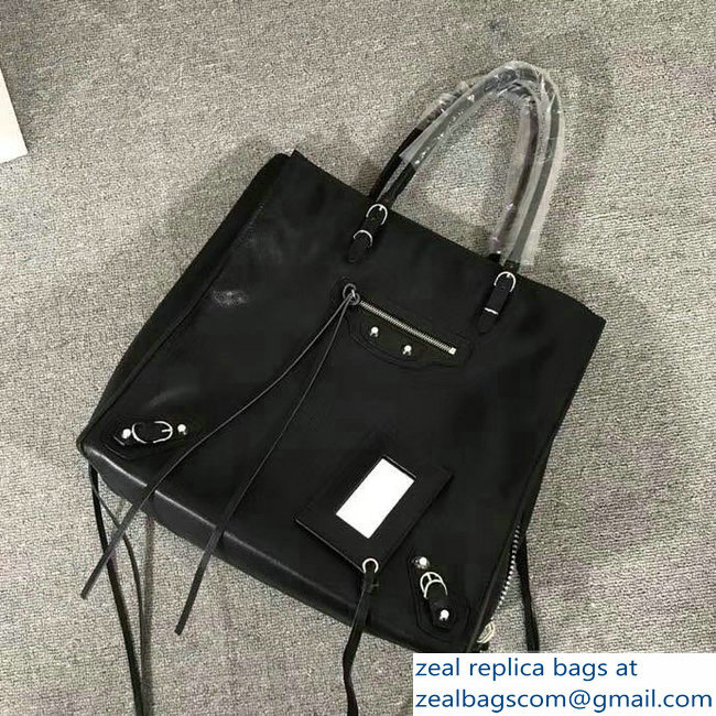 Balenciaga Medium A4 Papier Zip Around Bag Black