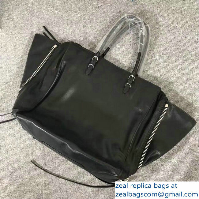 Balenciaga Medium A4 Papier Zip Around Bag Black - Click Image to Close