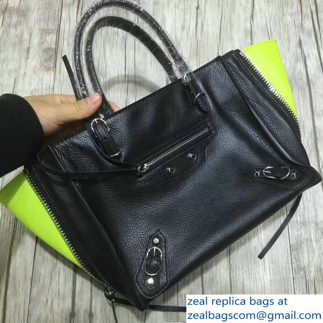 Balenciaga Mini A4 Papier Zip Around Bag Black/Yellow