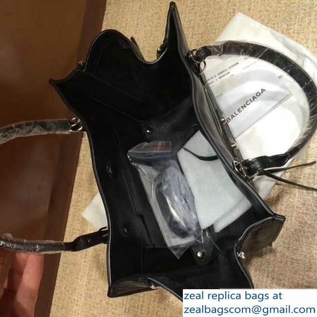 Balenciaga Mini A4 Papier Zip Around Bag Black