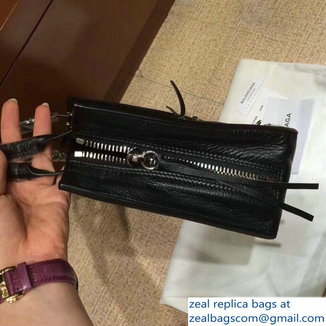 Balenciaga Mini A4 Papier Zip Around Bag Black