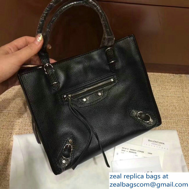 Balenciaga Mini A4 Papier Zip Around Bag Black