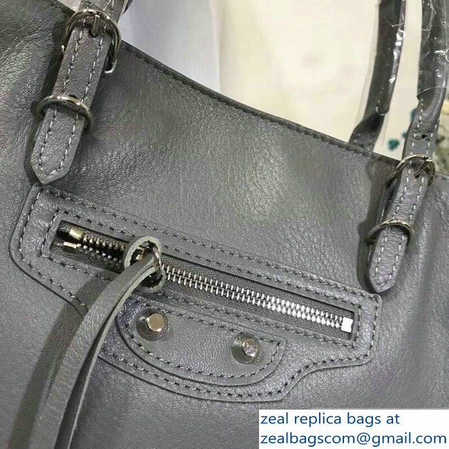 Balenciaga Mini A4 Papier Zip Around Bag Gray