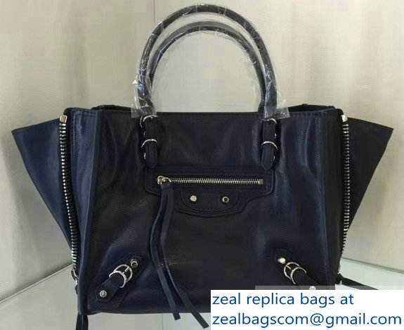 Balenciaga Mini A4 Papier Zip Around Bag Navy Blue - Click Image to Close