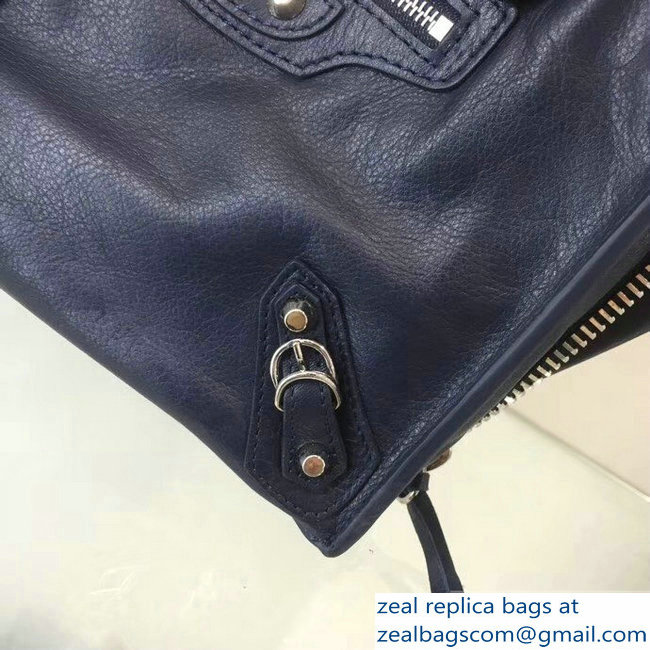 Balenciaga Mini A4 Papier Zip Around Bag Navy Blue