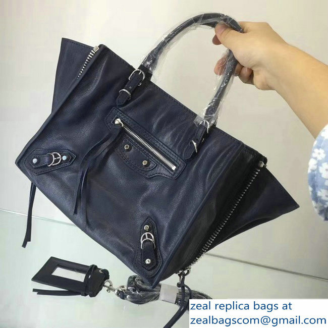 Balenciaga Mini A4 Papier Zip Around Bag Navy Blue - Click Image to Close