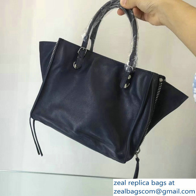 Balenciaga Mini A4 Papier Zip Around Bag Navy Blue