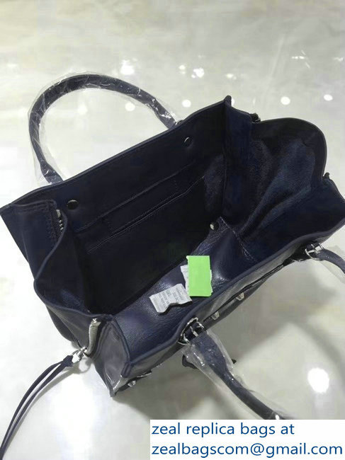 Balenciaga Mini A4 Papier Zip Around Bag Navy Blue