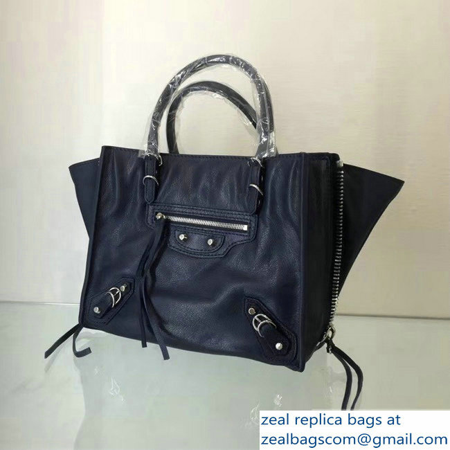 Balenciaga Mini A4 Papier Zip Around Bag Navy Blue