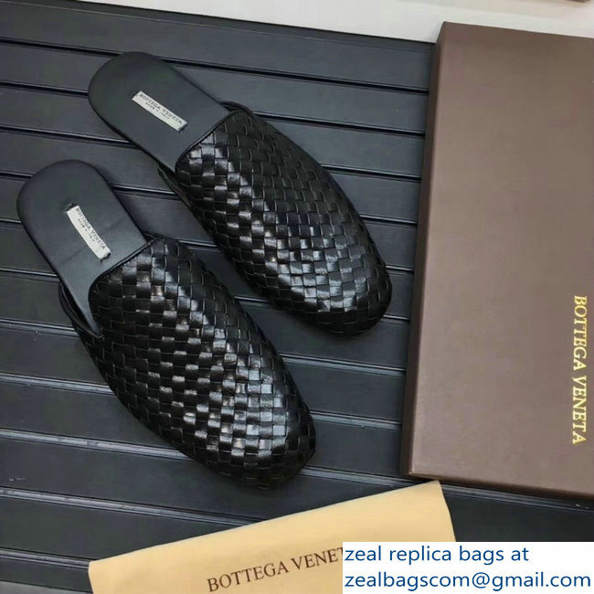 Bottega Veneta intrecciato men's slippers black
