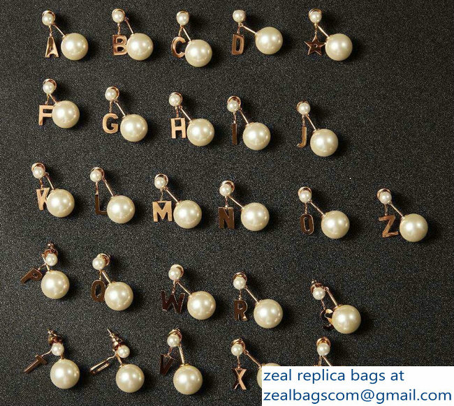 Celine Alphabet Brass Pearl Earrings