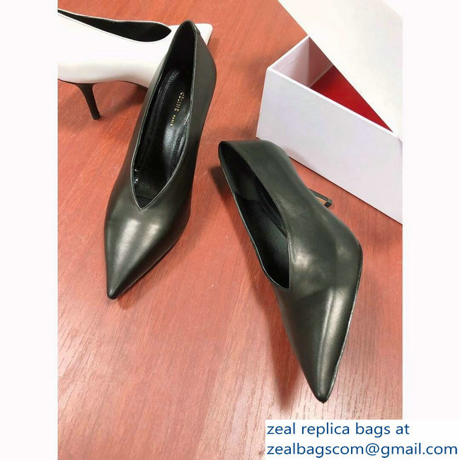 Celine Heel 7.5cm Leather Pointed-Toe Pumps Black 2019