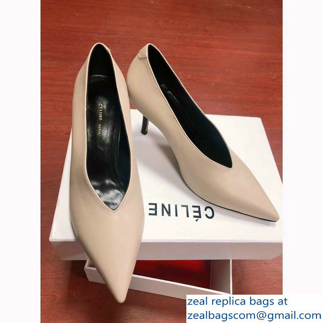 Celine Heel 7.5cm Leather Pointed-Toe Pumps Nude 2019